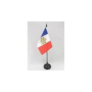 AZ FLAG - Drapeau De Table France Premier Empire 1804-1815 - 15x10 cm - Mini Drapeau De L'Empire Fran&ccedil;ais De Napol&eacute;on De Bureau 100% Polyester Avec Hampe De 25cm Et Socle En Plastique Noir