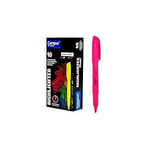 Campus Lot de 10 surligneurs fluorescents avec pointe biseautée, lot de 10 stylos surligneurs à base d'eau, surligneurs de couleur néon (rose)
