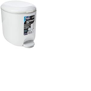 Addis Premium Deluxe 518503 Poubelle de Salle de Bain à pédale avec intérieur Blanc/Gris 29 x 18,5 x 23 cm 3,5 l