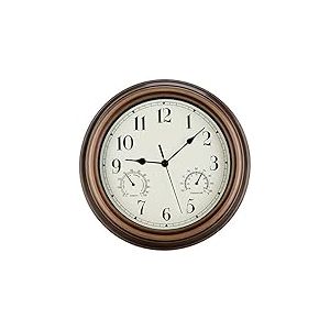 Rsobl SecreShow Horloge Murale d'intérieur et d'extérieur étanche avec température et humidité, Fonctionne à Piles, sans tic-tac, Horloge Murale décorative