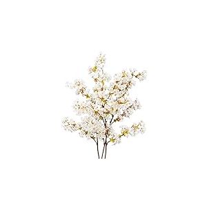 Uieke Lot de 3 Branches de Cerisier artificielles en Soie, tiges de Cerisier artificielles de 100 cm, Arrangement de Fleurs de Prunier artificielles pour Mariage, Maison, décoration Japonaise, Blanc