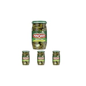 AMORA - Croq'Vert Cornichons Extra-Fins - D&eacute;licieusement croquant et un go&ucirc;t unique - Bocal 370g (Lot de 4)