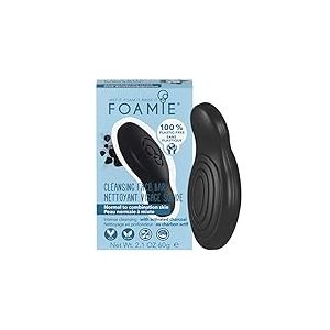 Foamie Savon Noir au Charbon Actif pour le visage, savon solide pour peau sujette à l'acné, nettoyant naturel, 100 % vegan et sans plastique, 60g
