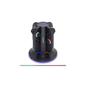 Oniverse Chargeur Manette pour Switch 2 - Station de Charge Rapide 4 joycon Compatible avec Nintendo Switch 2, Alimentation USB-C, Indicateurs LED Rouge/Bleu, 10 Modes d’Éclairage - Quadrant