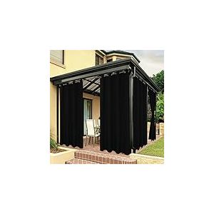 Bonzer Rideaux d'extérieur pour terrasse - Imperméables - Intimité Lourde - Opaque - Opaque - À œillets - pour véranda, pergola, tonnelle - 1 Panneau - 137,2 x 213,4 cm - Noir