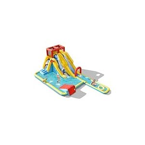 FANTASK Château Gonflable avec Sac de Transport, bouées, Basket-Ball Gonflable et kit de réparation Toboggan Aquatique, Parc Aquatique pour l'extérieur, avec Pistolet à Eau, Mur d'escalade et Panier