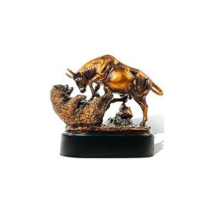 Treasure of Nature MEPERPER Sculpture Taureau et Ours en r&eacute;sine galvanis&eacute;e Bronze 25,4 x 24,5 cm
