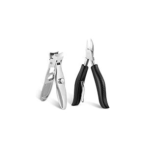 Diboniur Set de Coupe Ongle, 2 Pcs Super Pointu Pince, Professionnel pour Pied Ongle &Eacute;pais et Dur Incarn&eacute;, Acier Inoxydable pour Hommes et Femmes