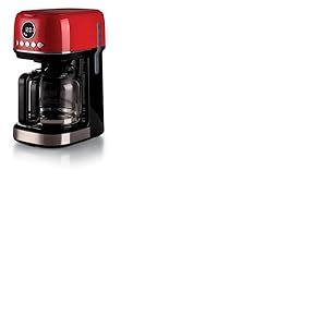 Ariete, Machine à Café Espresso avec Moulin à Café Moderna 1318, Café comme au Bar, Filtre 1 et 2 Tasses, Dispositif Maxi Cappuccino, Arrêt automatique, Moulin à Café d'une capacité de 250 g, Rouge