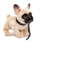 Uni-Toys - Bouledogue français (Beige), avec Laisse - 27 cm (Longueur) - Chien, Animal de Compagnie - Peluche