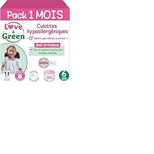 Love & Green - Couches Culottes Saines et Ecologiques Taille 6 (+16 kg) Pack 1 Mois (104 culottes) - Absorbante, anti-fuites et sans ingrédients indésirables