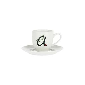 La Porcelaine Blanche - Tasse &agrave; caf&eacute; avec Soucoupe Lettre 'A' dans Une bo&icirc;te Cadeau - Solotua - Mobilier Maison, th&eacute;, caf&eacute; et Petit-d&eacute;jeuner - Porcelaine - 90 CC