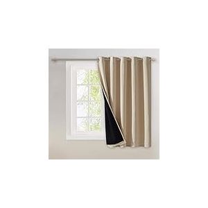 NICETOWN Rideaux à Isolation Thermique 100% occultants, Panneau de Rideau Coulissant antibruit avec Doublure Noire, draperie pour Porte de terrasse bloquant complètement la lumière (177,8 x 160 cm