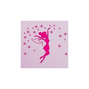 Sticker mural motif f&eacute;e clochette 1, Blanc, 80 x 50 cm