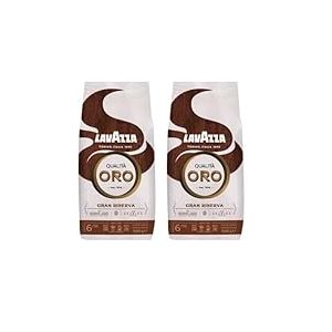LAVAZZA - Café Grain Qualità Oro - Gran Riserva - Sélection Premium - 100% Arabica - 5% De Grains Vieillis En Fûts - Intensité 6 - Café Espresso Ou Filtre - 1 kg (Lot de 2)