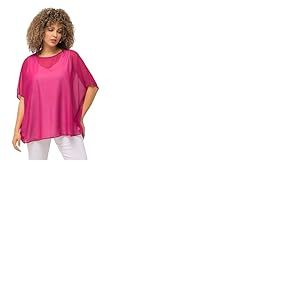 Ulla Popken Chemisier en Mousseline de Soie Caraco, Rose Fuchsia, 28-34 Femmes