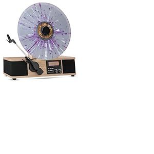 Fuse Tourne-Disque Vertical Enveloppant avec Support de Couverture de l'album int&eacute;gr&eacute; &ndash; Lecteur Vinyle Moderne du Milieu du si&egrave;cle avec Haut-parleurs int&eacute;gr&eacute;s et Bluetooth &ndash; Platine Audio Radio FM
