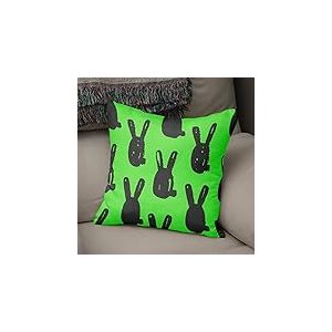 BonaMaison Housse de Coussin Motif, Vert Fluo et fumée Taie d'oreiller pour Lit Voiture Canapé Maison Salon Chambre, Décoration D'intérieur, 43x43cm - Conçu et Fabriqué en Turquie