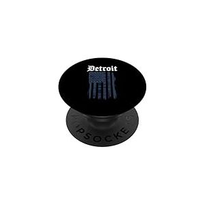 Detroit T-Shirt Michigan Drapeau Am&eacute;ricain USA 313 R&eacute;tro PopSockets PopGrip Adh&eacute;sif