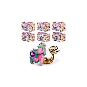 CRAZE GALUPY Licorne Jouet TRESOR DES SIRÈNES Pack de 6 Figurine Licorne avec queue de sirène Jouet Licorne à collectionner 6 Figurines + coffre au trésor 40676