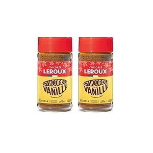 Leroux - Chicorée Soluble Vanille - 100% d'Origine Végétale - Chicorée Cultivée en France - Source de Fibres, Sans Sucres Ajoutés - Pot de 100g (Lot de 2)