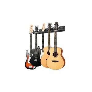 Donner 5 Support mural pour guitare Noir Support mural pour guitare avec 5 supports de guitare réglables pour guitares électriques acoustiques, basses, ukulélé folk