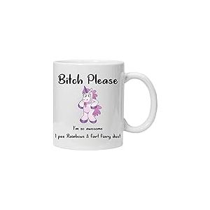 Bitch Please, I'm a Unicorn - Mug Humoristique et boîte Cadeau – Parfait pour la Saint-Valentin, Pâques, été, Noël, Anniversaire