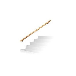 Relaxdays Main courante en bois de hêtre 1500 mm/150 cm/1,5 m Fixation murale avec chevilles, Ø 42 mm