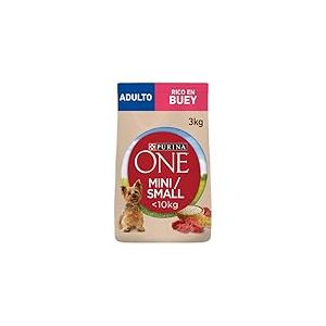 Purina ONE Mini < 10 kg, Nourriture sèche pour Petit Chien Adulte, Boeuf et Riz, Lot de 4 Sacs de 3 kg