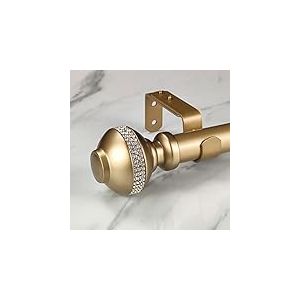 ILAISIHOME Tringle &agrave; rideau d&eacute;corative dor&eacute;e de luxe avec embouts en strass, 91,4 &agrave; 182,9 cm, tringle &agrave; rideau simple standard pour 1 paquet, 2,85 cm de diam&egrave;tre, longueur r&eacute;glable