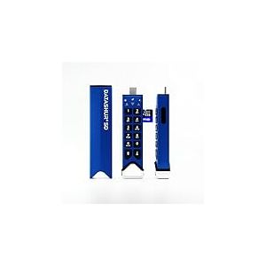 iStorage Cl&eacute; USB s&eacute;curis&eacute;e datAshur SD avec Carte microSD Amovible d&rsquo;iStorage de 64Go, prot&eacute;g&eacute;e par Mot de Passe, Collaboration s&eacute;curis&eacute;e, Conforme Norme FIPS Bleu