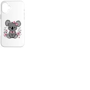 Koala Mignon Kawaii Koala Ours Rose n&oelig;ud Fleurs Coque pour iPhone 16 Plus
