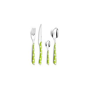AMEFA - Ménagère 32 couverts de table pour 8 personnes - Eclat Pois - Acier inoxydable 18/0, Finition Brillante - Vert