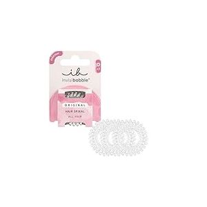 Invisibobble Original Élastiques pour cheveux Crystal Clear I Élastiques en spirale pour filles et dames I Tenue forte et respectueux des cheveux I Anti-casse de cheveux I Lot de 3