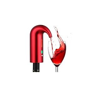 NK Décanteur de vin électrique, aérateur de vin automatique et portable, rechargeable par USB, avec tube en silicone et sac en tissu, filtre et bouton ON/OFF, batterie 1500 mAh, rouge