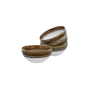 CreaTable, 21687, Serie Cascade Buddha Bowls Marron, service de vaisselle 4 pièces, ensemble de Buddha Bowls en céramique.