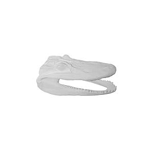 DRW Figurine d'une t&ecirc;te de Crocodile en c&eacute;ramique Blanche 38 x 16 x 18 cm