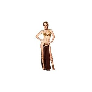 SDGTMJSY Costume sexy de princesse esclave Leia Miss Manners pour femme – Tenue d'Halloween et de costumade (marron, XXL)