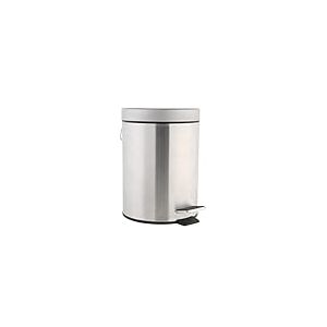 axentia Poubelle à cosmétique en INOX Mat brossé & Inoxydable Poubelle à pédale 3l-Minute à cosmétique avec Couvercle Poubelle à pédale pour Salle de Bain & WC, Argent/Noir, 17 x 17 x 25 cm