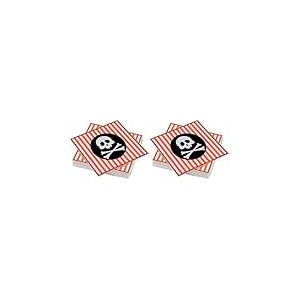 20 Serviettes Drapeau pirate en ouate 33x33cm 3plis (Lot de 2)