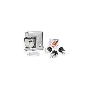 Moulinex Robot p&acirc;tissier, Bol XXL inox 6,7 L, 1500 W, 10 vitesses + fonction Pulse, Corps en fonte d'aluminium, Kit de p&acirc;tisserie premium, Masterchef Grande gris QA810D01