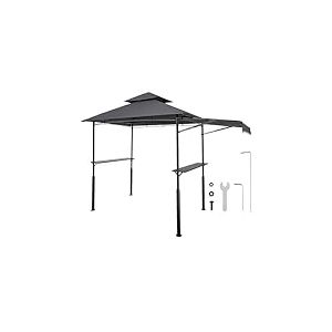 VEVOR Gazebo de Barbecue, 243x150 cm, Tonnelle de BBQ Ext&eacute;rieur avec Auvent, Toit &agrave; 2 Niveaux, Abri de Barbecue Patio Acier Thermolaqu&eacute;, pour Grillades, F&ecirc;tes, Pique-niques, Jardin, Terrasse, Patio