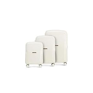 WITTCHEN Valise de Voyage Set de 3 valises Valise à roulettes Bagages à Main en Polycarbonate avec 4 roulettes pivotantes Serrure à Combinaison Poignée télescopique Lady 2 Line Crème