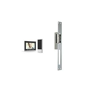 EXTEL Visiophone Filaire connecté Extel Connect 2 Ultra Plat & Gâche Serrure électrique pour Porte ou portillon à encastrer avec Passage de Serrure WECA 90 Droite ou Gauche