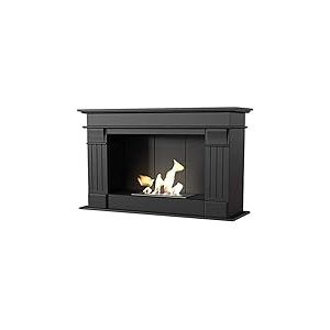 KRATKI August Cheminée d'intérieur de Portail Bioéthanol | Foyer Autoportant, Récipient Biosécurisé 0.75 l, A Monter Soi-même, Certifié TÜV | Acier & MDF, Noir, 87 x 95 cm