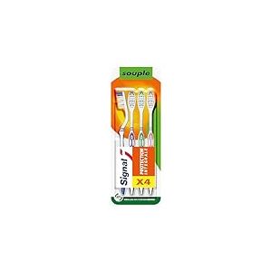 SIGNAL - Brosse à Dents Protection Intégrale - Brosse 100% recyclable fabriquée avec 80% de plastique recyclé - Souple (lot de 4 brosses à dents)