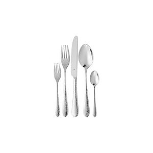 WMF Sitello Lot de 30 couverts pour 6 personnes, Cromargan, couteaux monobloc, acier inoxydable Cromargan poli, martel&eacute;, ergonomique, brillant, passe au lave-vaisselle, argent