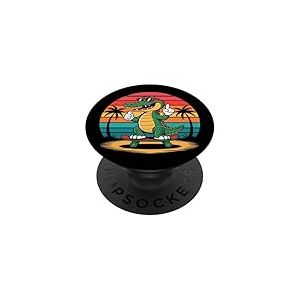 Cool Skater Crocodile Croco Alligator Sunset Design rétro années 80 PopSockets PopGrip Adhésif