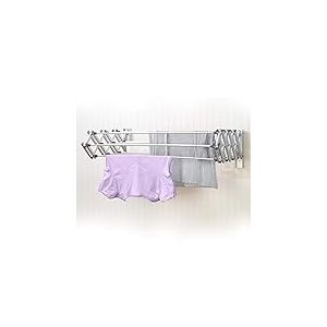 Woolite Séchoir à vêtements Pliable en Aluminium, économiseur d'espace, Rangement Facile, rétractable, argenté, Support Mural, 68,6 cm de Large