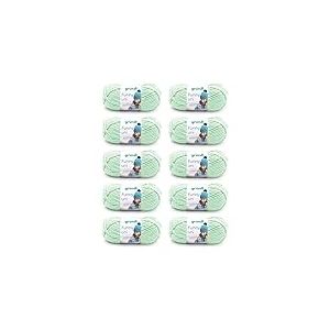 Gründl Laine Funny uni - Laine Chenille Douce pour Le Crochet – Moelleuse et respectueuse de la Peau - 100% Polyester – 10 pelotes 100 g / 120 m – Taille d’Aiguille 5-6 -Vert Pastel